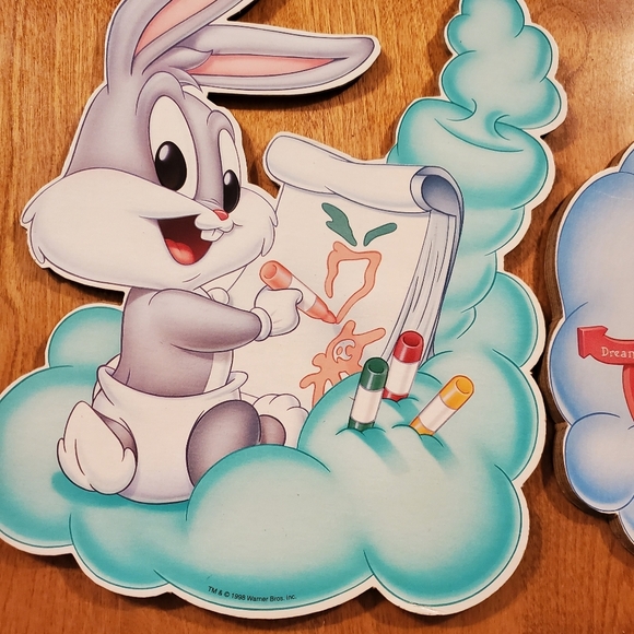 1998 Baby Looney Toons Wall Decor Wooded 2 piece Nursery Art Vtg Htf - Picture 2 of 7